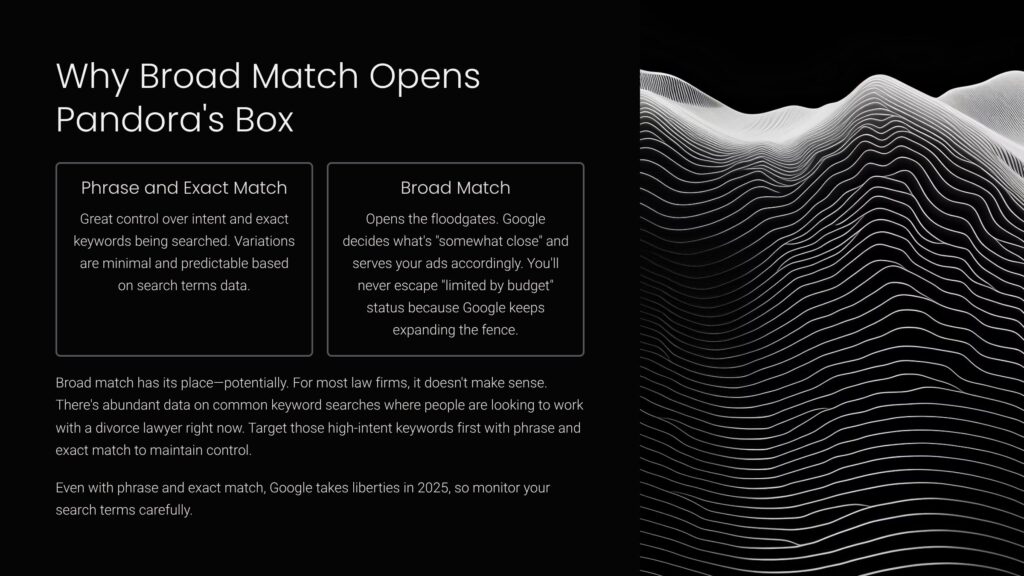 Phrase & Exact Match vs. Broad Match