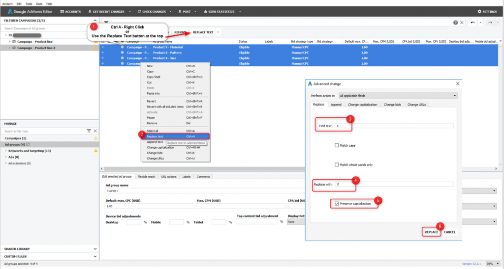 adding multiple adgroups in adwords editor