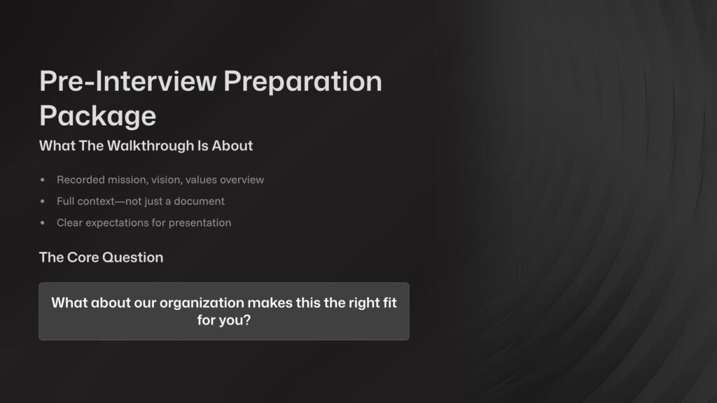 Pre-interview Preparation Package for Candidates in Core Values Interview